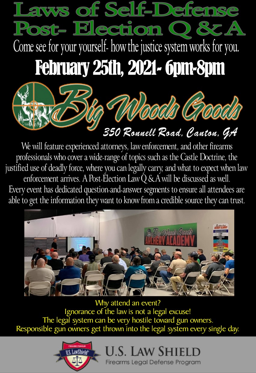 Gun Law Seminar at Big Woods Goods, Canton, GA