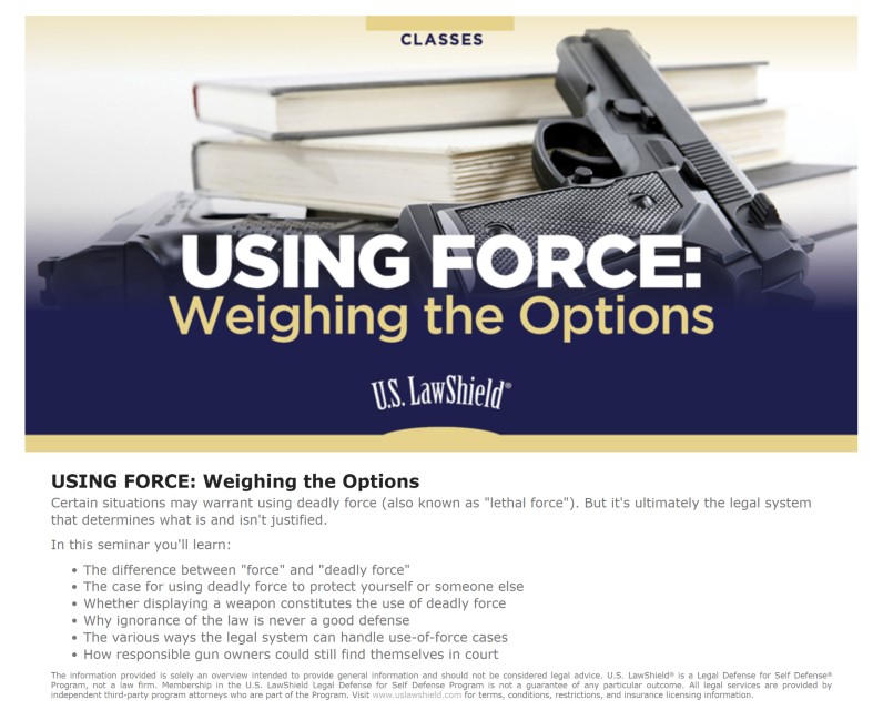 Gun Law Seminar: Using Force - Weighing the Options