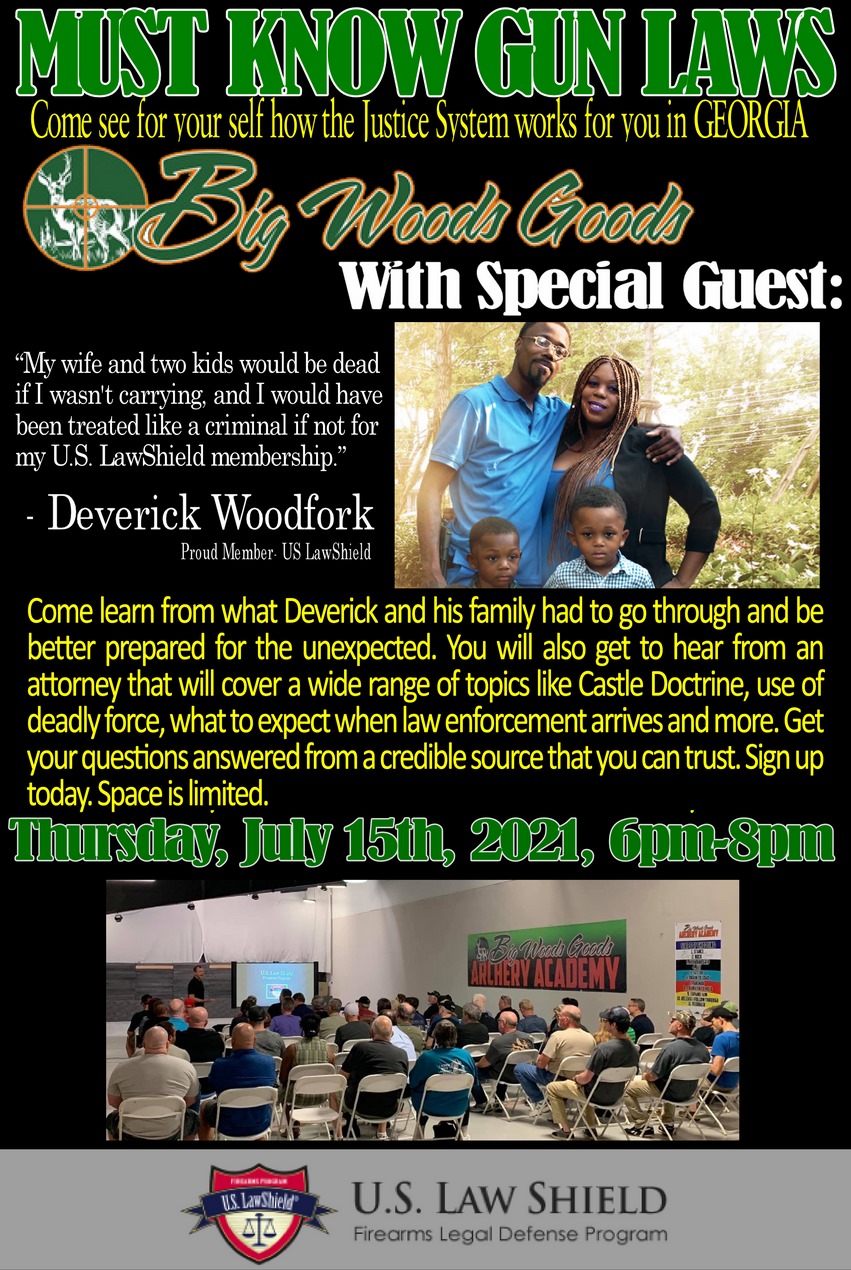 US Law Shield Gun Law Seminar with Deverick Woodfork at Big Woods Goods, Canton, GA