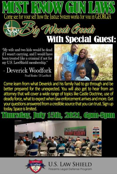 US Law Shield Gun Law Seminar with Deverick Woodfork at Big Woods Goods